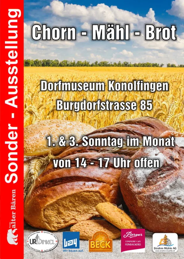 Ausstellungsplakat «Chorn, Mehl, Brot»